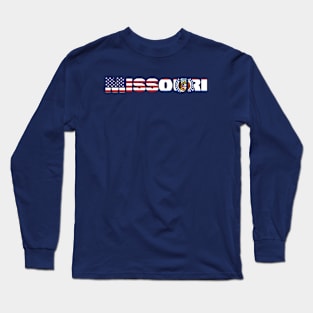 Missouri State Flag/American Flag Logo Long Sleeve T-Shirt